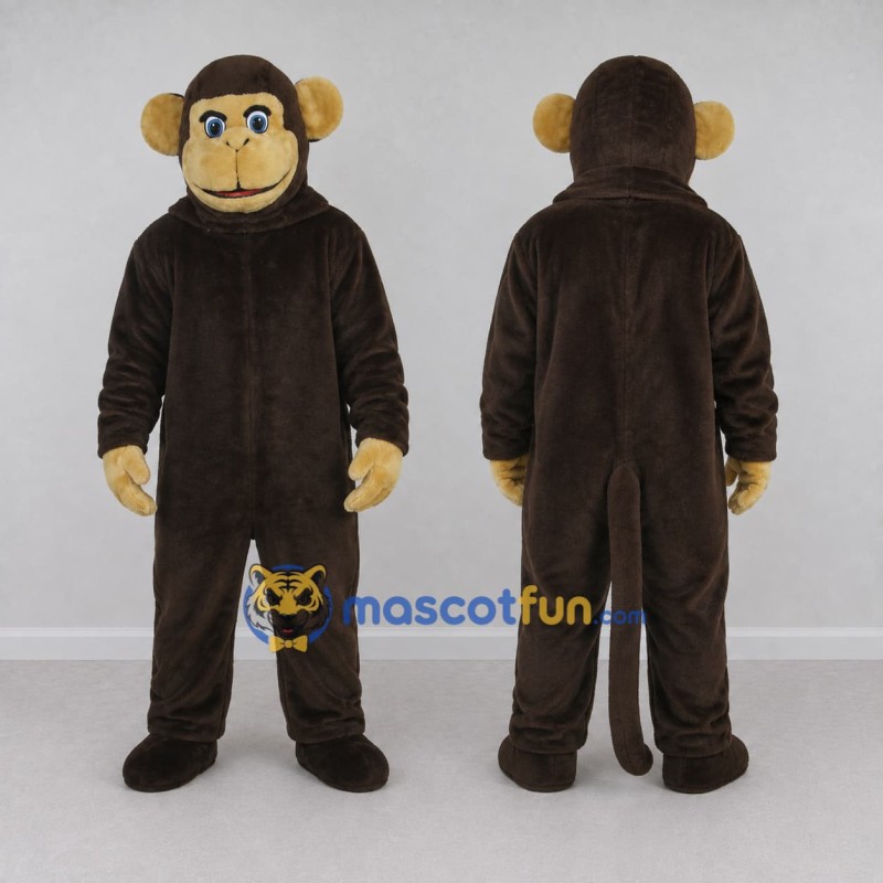 Custom Brown and Tan Monkey Mascot Costume Adult Full Body Suit for Wildlife Events Custom Brown and Tan Monkey Mascot Costume Adult Full Body Suit for Wildlife Events