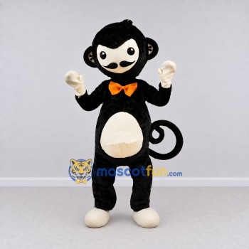 Custom Black Cream and Orange Monkey with Bow Tie Mascot Costume Adult Full Body Suit for Themed Parties Custom Black Cream and Orange Monkey with Bow Tie Mascot Costume Adult Full Body Suit for Themed Parties