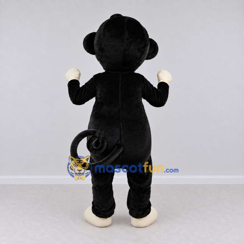 Custom Black Cream and Orange Monkey with Bow Tie Mascot Costume Adult Full Body Suit for Themed Parties Custom Black Cream and Orange Monkey with Bow Tie Mascot Costume Adult Full Body Suit for Themed Parties