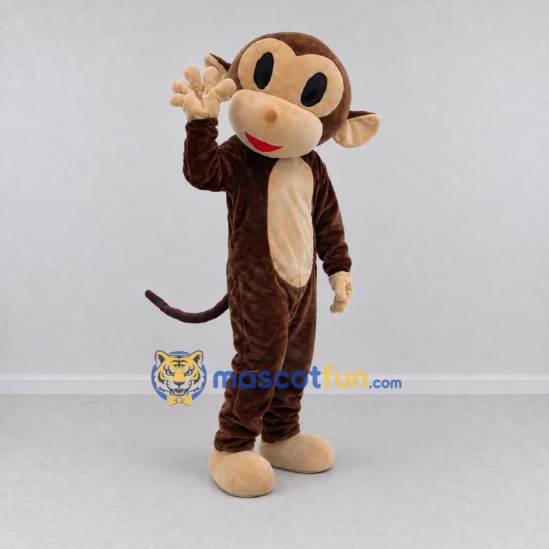 Custom Brown and Tan Monkey Mascot Costume Adult Full Body Suit for School Events Custom Brown and Tan Monkey Mascot Costume Adult Full Body Suit for School Events