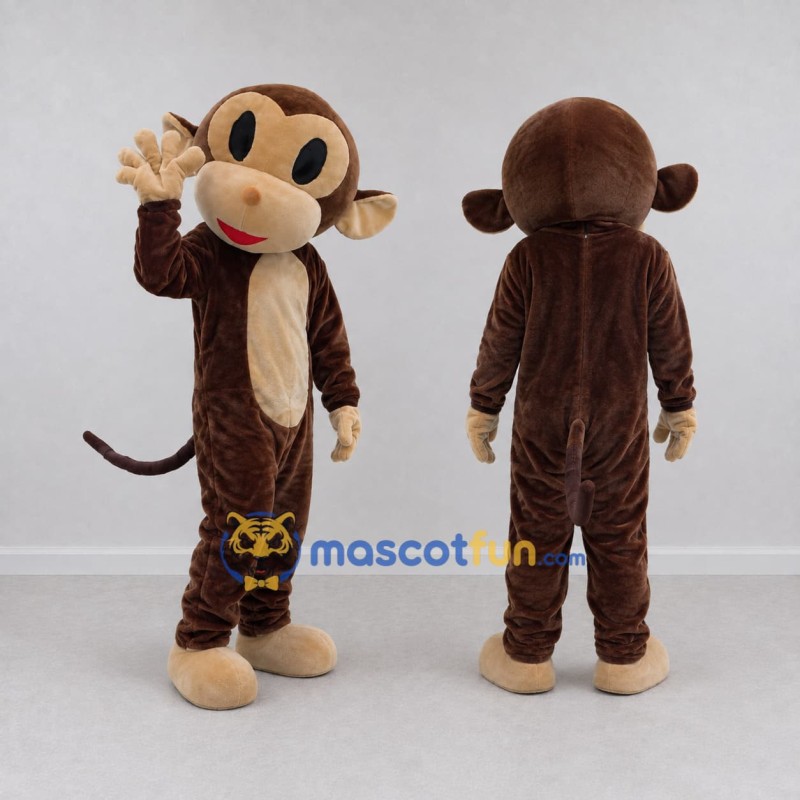 Custom Brown and Tan Monkey Mascot Costume Adult Full Body Suit for School Events Custom Brown and Tan Monkey Mascot Costume Adult Full Body Suit for School Events