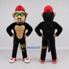 Custom Black Tan and Red Muscular Monkey in Cap Mascot Costume Adult Full Body Suit for School Events