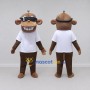 Custom Brown and White Monkey in Sunglasses and T Shirt Mascot Costume Adult Full Body Suit for School Events