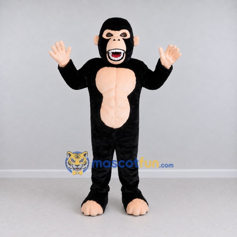 Custom Black and Tan Chimpanzee Mascot Costume Adult Full Body Suit for Wildlife Events Custom Black and Tan Chimpanzee Mascot Costume Adult Full Body Suit for Wildlife Events