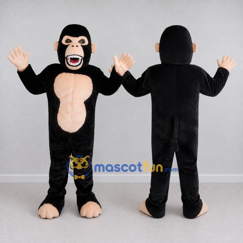 Custom Black and Tan Chimpanzee Mascot Costume Adult Full Body Suit for Wildlife Events Custom Black and Tan Chimpanzee Mascot Costume Adult Full Body Suit for Wildlife Events