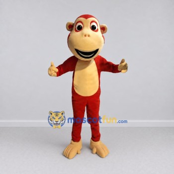 Custom Red and Tan Monkey Mascot Costume Adult Full Body Suit for School Events