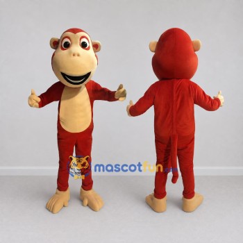 Custom Red and Tan Monkey Mascot Costume Adult Full Body Suit for School Events