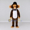 Custom Brown Black and White Monkey in Bowler Hat Mascot Costume Adult Full Body Suit for Themed Parties