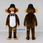 Custom Brown Black and White Monkey in Bowler Hat Mascot Costume Adult Full Body Suit for Themed Parties
