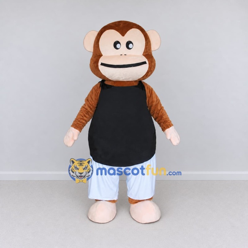 Custom Brown Black and White Monkey in Sportswear Mascot Costume Adult Full Body Suit for Sports Events