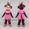 Custom Brown and Pink Monkey in Skirt Mascot Costume Adult Full Body Suit for School Events Custom Brown and Pink Monkey in Skirt Mascot Costume Adult Full Body Suit for School Events