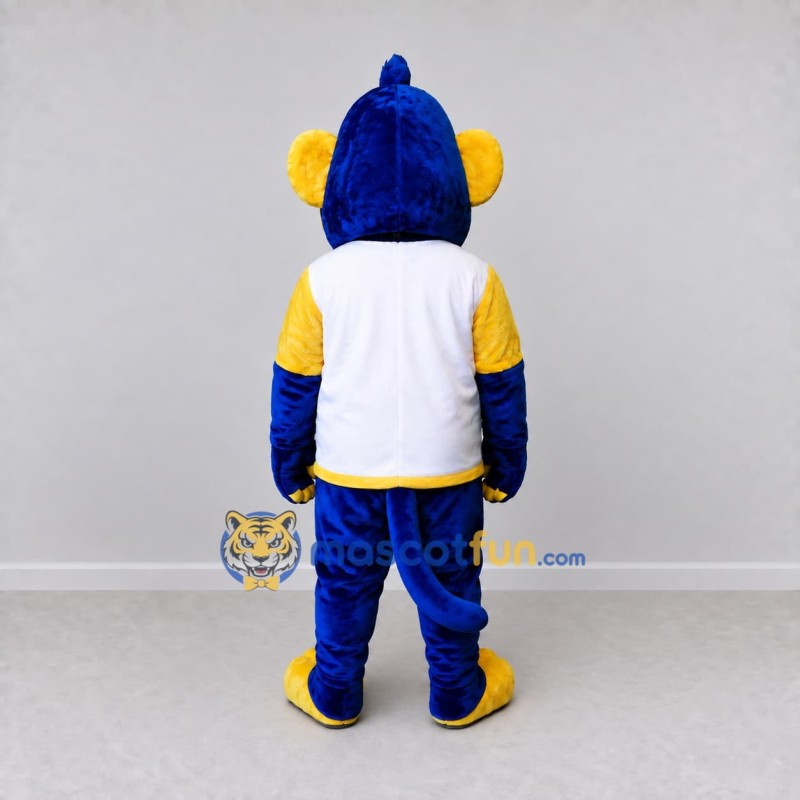Custom Blue Yellow and White Monkey in Sportswear Mascot Costume Adult Full Body Suit for Sports Events Custom Blue Yellow and White Monkey in Sportswear Mascot Costume Adult Full Body Suit for Sports Events