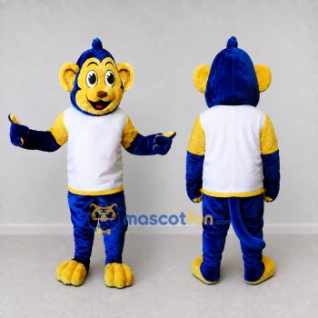 Custom Blue Yellow and White Monkey in Sportswear Mascot Costume Adult Full Body Suit for Sports Events