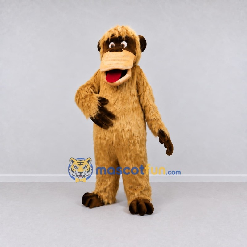 Custom Golden Brown and Black Monkey Mascot Costume Adult Full Body Suit for Wildlife Events Custom Golden Brown and Black Monkey Mascot Costume Adult Full Body Suit for Wildlife Events