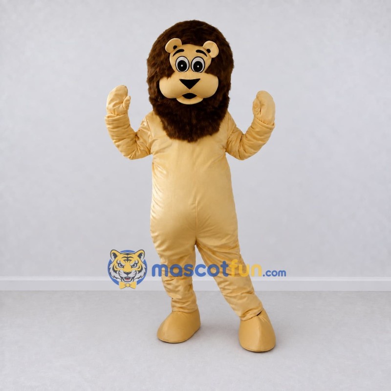 Custom Tan and Dark Brown Lion Mascot Costume Adult Full Body Suit for Wildlife Events Custom Tan and Dark Brown Lion Mascot Costume Adult Full Body Suit for Wildlife Events