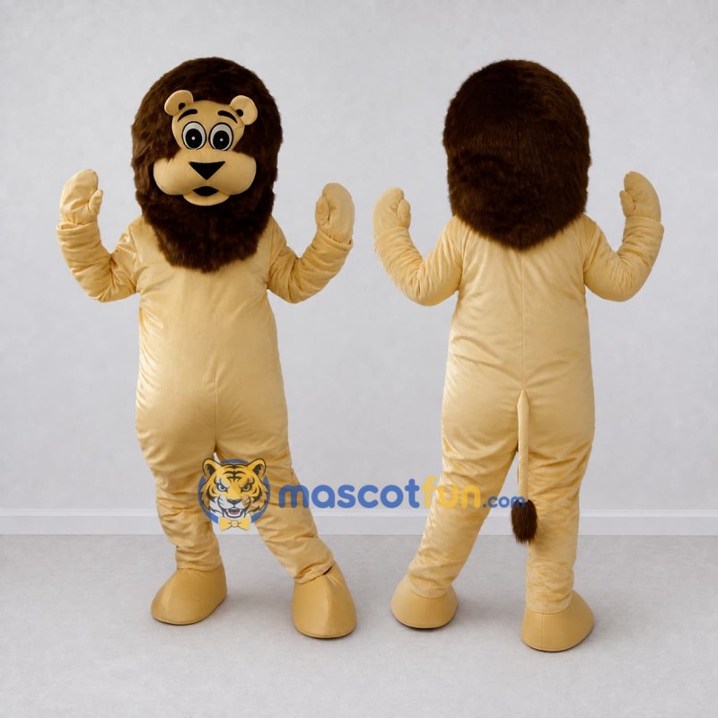 Custom Tan and Dark Brown Lion Mascot Costume Adult Full Body Suit for Wildlife Events Custom Tan and Dark Brown Lion Mascot Costume Adult Full Body Suit for Wildlife Events