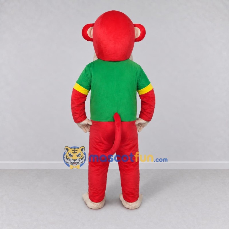 Custom Red and Green Monkey in T Shirt Mascot Costume Adult Full Body Suit for School Events