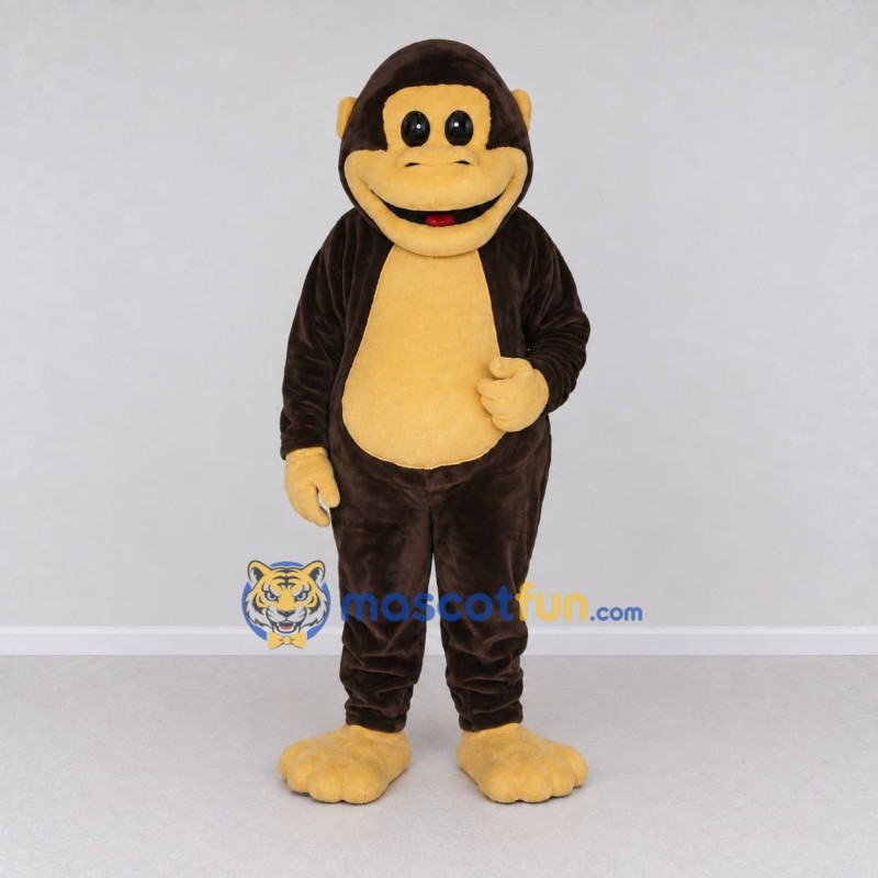 Custom Brown and Tan Ape Mascot Costume Adult Full Body Suit for School Events Custom Brown and Tan Ape Mascot Costume Adult Full Body Suit for School Events