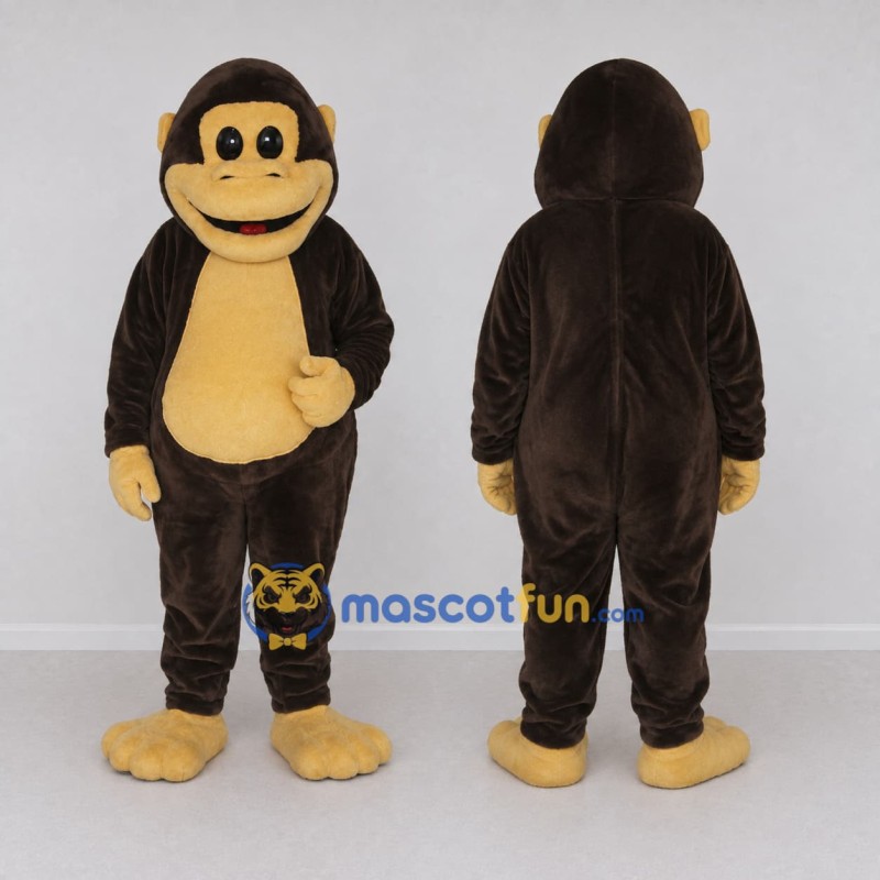 Custom Brown and Tan Ape Mascot Costume Adult Full Body Suit for School Events Custom Brown and Tan Ape Mascot Costume Adult Full Body Suit for School Events