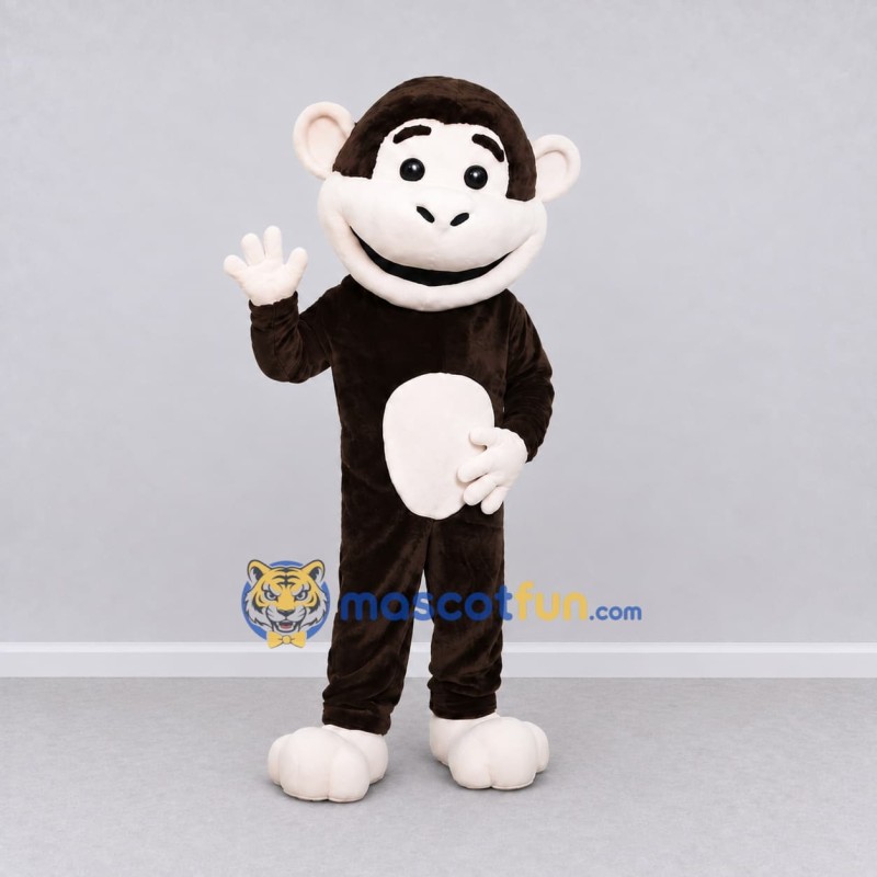 Custom Brown and White Monkey Mascot Costume Adult Full Body Suit for School Events Custom Brown and White Monkey Mascot Costume Adult Full Body Suit for School Events