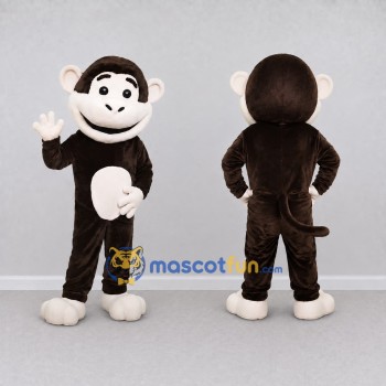 Custom Brown and White Monkey Mascot Costume Adult Full Body Suit for School Events
