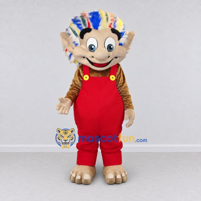 Custom Tan Red and Multicolor Lion in Overalls Mascot Costume Adult Full Body Suit for Themed Parties Custom Tan Red and Multicolor Lion in Overalls Mascot Costume Adult Full Body Suit for Themed Parties