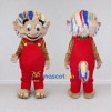 Custom Tan Red and Multicolor Lion in Overalls Mascot Costume Adult Full Body Suit for Themed Parties Custom Tan Red and Multicolor Lion in Overalls Mascot Costume Adult Full Body Suit for Themed Parties