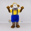 Custom Brown Yellow and Blue Monkey in Overalls Mascot Costume Adult Full Body Suit for School Events