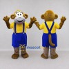 Custom Brown Yellow and Blue Monkey in Overalls Mascot Costume Adult Full Body Suit for School Events