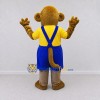 Custom Brown Yellow and Blue Monkey in Overalls Mascot Costume Adult Full Body Suit for School Events