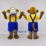 Custom Brown Yellow and Blue Monkey in Overalls Mascot Costume Adult Full Body Suit for School Events