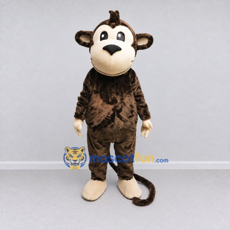 Custom Brown and Tan Monkey Mascot Costume Adult Full Body Suit for School Events Custom Brown and Tan Monkey Mascot Costume Adult Full Body Suit for School Events