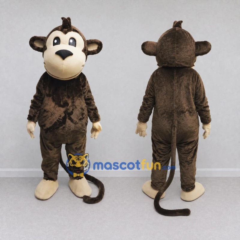 Custom Brown and Tan Monkey Mascot Costume Adult Full Body Suit for School Events Custom Brown and Tan Monkey Mascot Costume Adult Full Body Suit for School Events