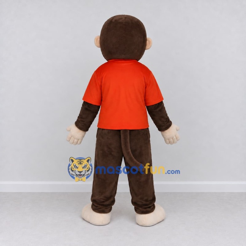 Custom Brown and Orange Monkey in T Shirt Mascot Costume Adult Full Body Suit for School Events Custom Brown and Orange Monkey in T Shirt Mascot Costume Adult Full Body Suit for School Events