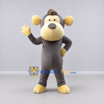 Custom Gray and Tan Monkey Mascot Costume Adult Full Body Suit for School Events Custom Gray and Tan Monkey Mascot Costume Adult Full Body Suit for School Events