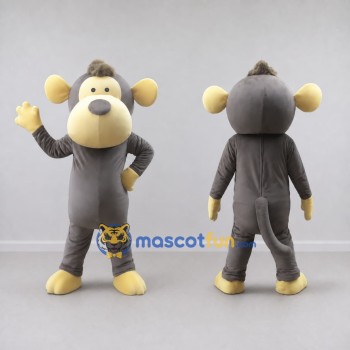 Custom Gray and Tan Monkey Mascot Costume Adult Full Body Suit for School Events