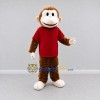 Custom Brown and Red Monkey in T Shirt Mascot Costume Adult Full Body Suit for School Events Custom Brown and Red Monkey in T Shirt Mascot Costume Adult Full Body Suit for School Events