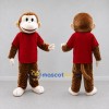 Custom Brown and Red Monkey in T Shirt Mascot Costume Adult Full Body Suit for School Events Custom Brown and Red Monkey in T Shirt Mascot Costume Adult Full Body Suit for School Events