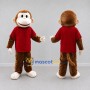 Custom Brown and Red Monkey in T Shirt Mascot Costume Adult Full Body Suit for School Events
