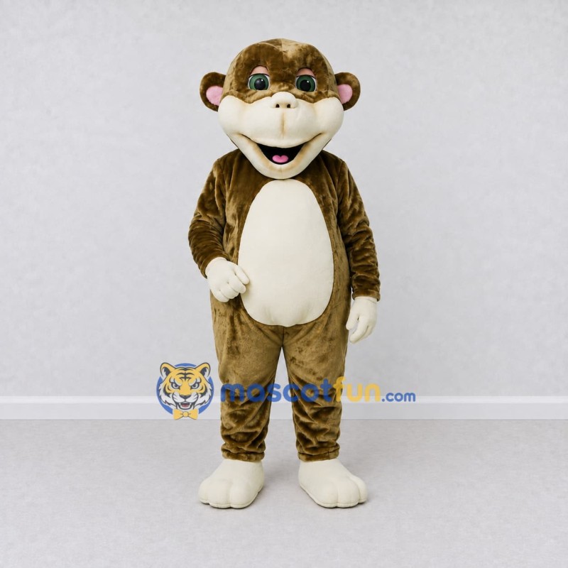 Custom Olive Brown and Cream Monkey Mascot Costume Adult Full Body Suit for School Events Custom Olive Brown and Cream Monkey Mascot Costume Adult Full Body Suit for School Events