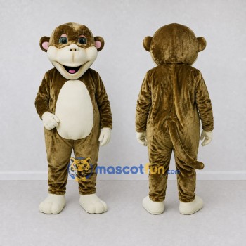 Custom Olive Brown and Cream Monkey Mascot Costume Adult Full Body Suit for School Events