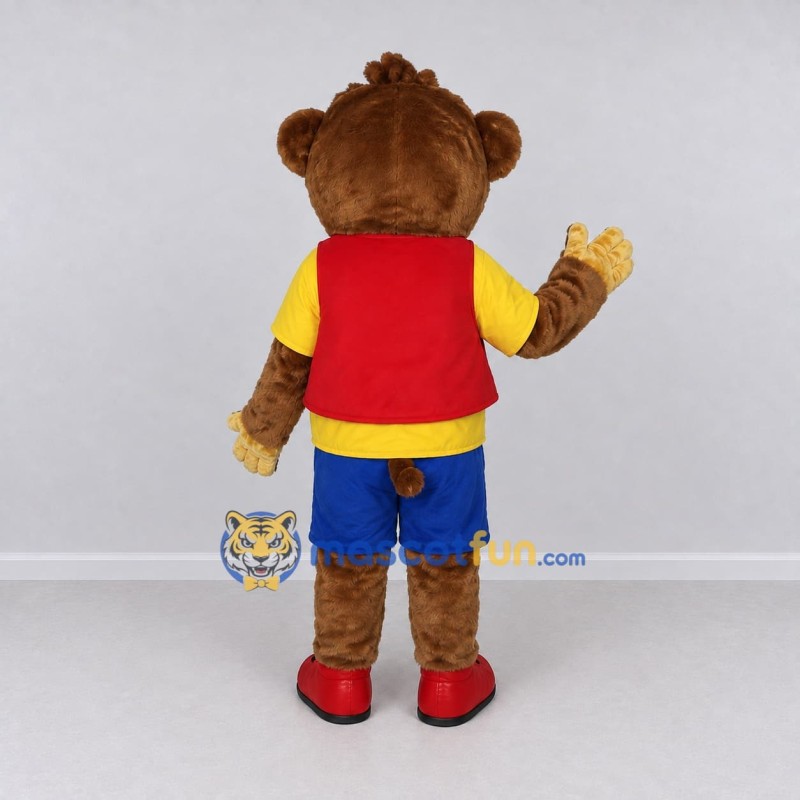 Custom Brown and Red Monkey in Vest Mascot Costume Adult Full Body Suit for School Events Custom Brown and Red Monkey in Vest Mascot Costume Adult Full Body Suit for School Events