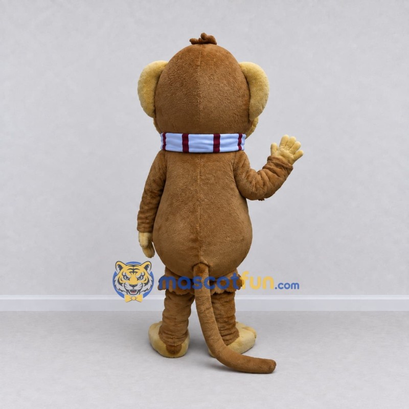 Custom Brown and Tan Monkey with Scarf Mascot Costume Adult Full Body Suit for Winter Events Custom Brown and Tan Monkey with Scarf Mascot Costume Adult Full Body Suit for Winter Events