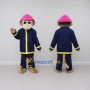 Custom Tan and Navy Blue Monkey Firefighter Mascot Costume Adult Full Body Suit for Community Events