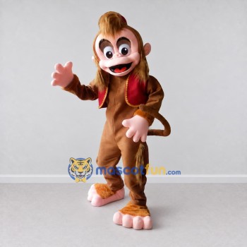 Custom Brown and Red Monkey in Vest Mascot Costume Adult Full Body Suit for School Events Custom Brown and Red Monkey in Vest Mascot Costume Adult Full Body Suit for School Events