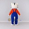 Custom White and Blue Tiger in Overalls Mascot Costume Adult Full Body Suit for School Events Custom White and Blue Tiger in Overalls Mascot Costume Adult Full Body Suit for School Events
