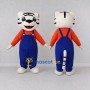 Custom White and Blue Tiger in Overalls Mascot Costume Adult Full Body Suit for School Events