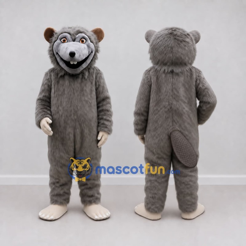 Custom Gray Beaver Mascot Costume Adult Full Body Suit for Wildlife Events Custom Gray Beaver Mascot Costume Adult Full Body Suit for Wildlife Events