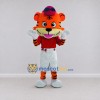 Custom Orange and Red Tiger in T Shirt Mascot Costume Adult Full Body Suit for School Events Custom Orange and Red Tiger in T Shirt Mascot Costume Adult Full Body Suit for School Events
