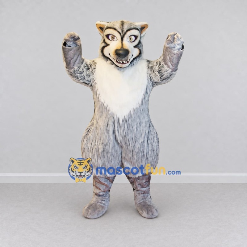 Custom Gray and White Wolf Mascot Costume Adult Full Body Suit for School Events Custom Gray and White Wolf Mascot Costume Adult Full Body Suit for School Events